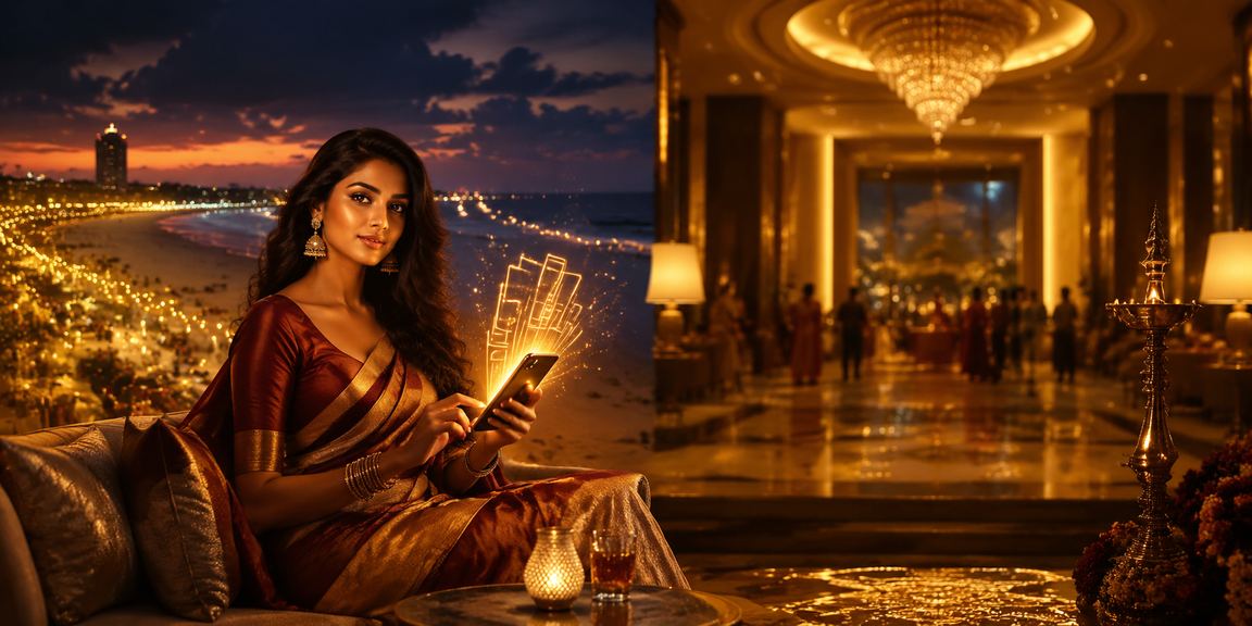 Group of friends playing online card games on mobile at Chennai Marina Beach
