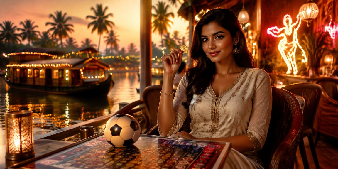 Kerala backwaters with football betting theme